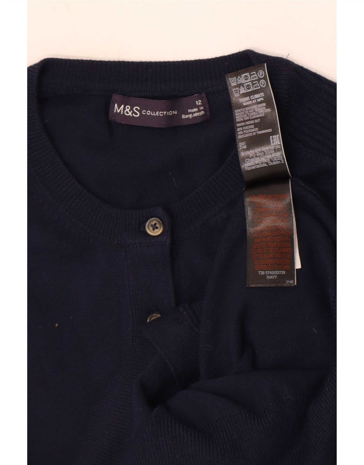 Marks & Spencer Dame Cardigan Sweater UK 12 Medium Navy Blue Viscose