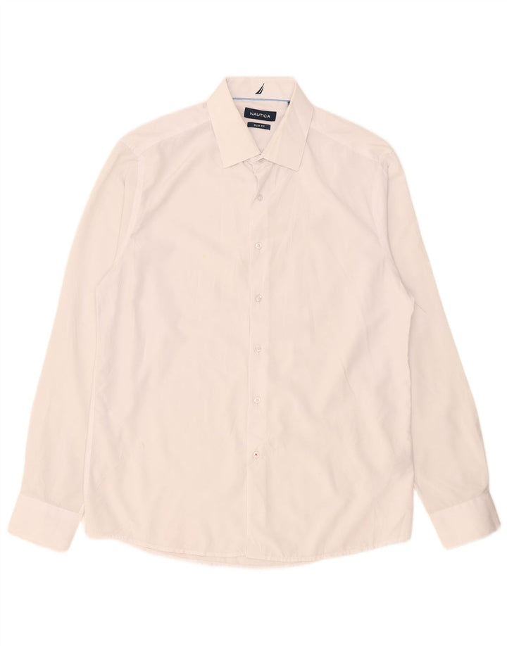 Nautica Herre Slim Fit Skjorte Størrelse 16 1/2 Large White Polyester