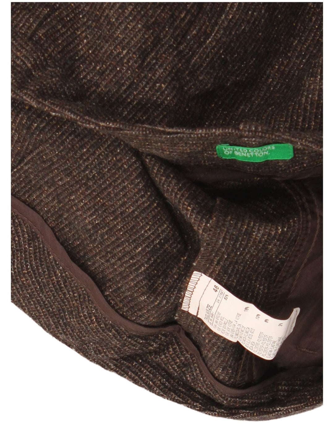 BENETTON Chino-shorts til kvinder IT 46 Large W34 Brown Flecked Virgin Wool