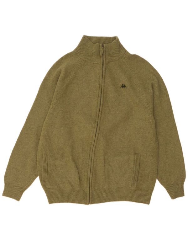 Kappa Dame Cardigan Sweater UK 22 3XL Khaki Virgin Wool