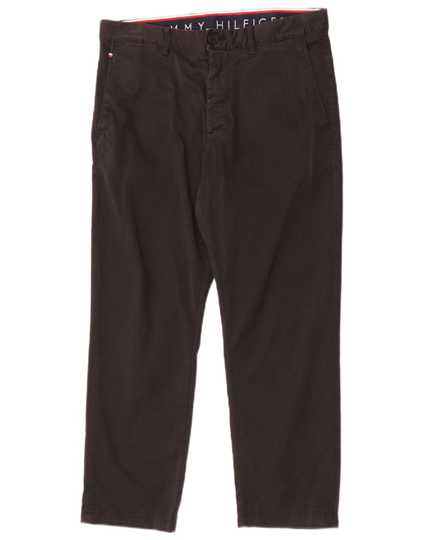 Tommy Hilfiger Mens Straight Chino Trousers W30 L26 Black Cotton
