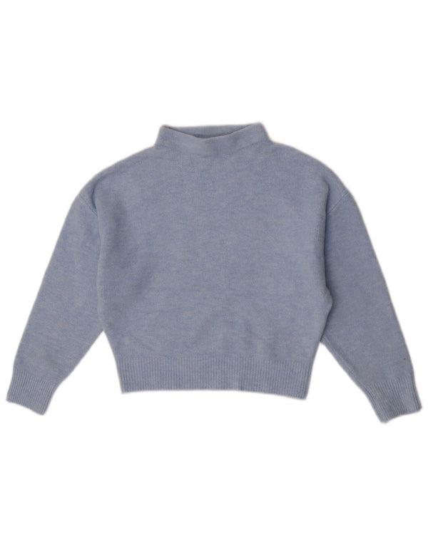 Zara Womens Crop Turtle Neck Jumper Sweater UK 10 Small Blue Acryl