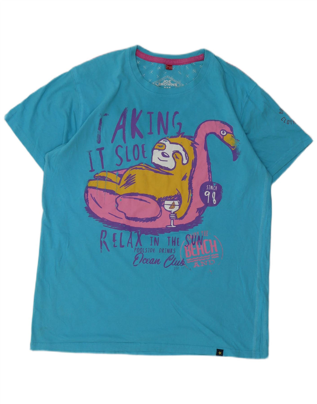 JOE BROWNS Herre grafisk T-shirt Top Stor Blå Bomuld