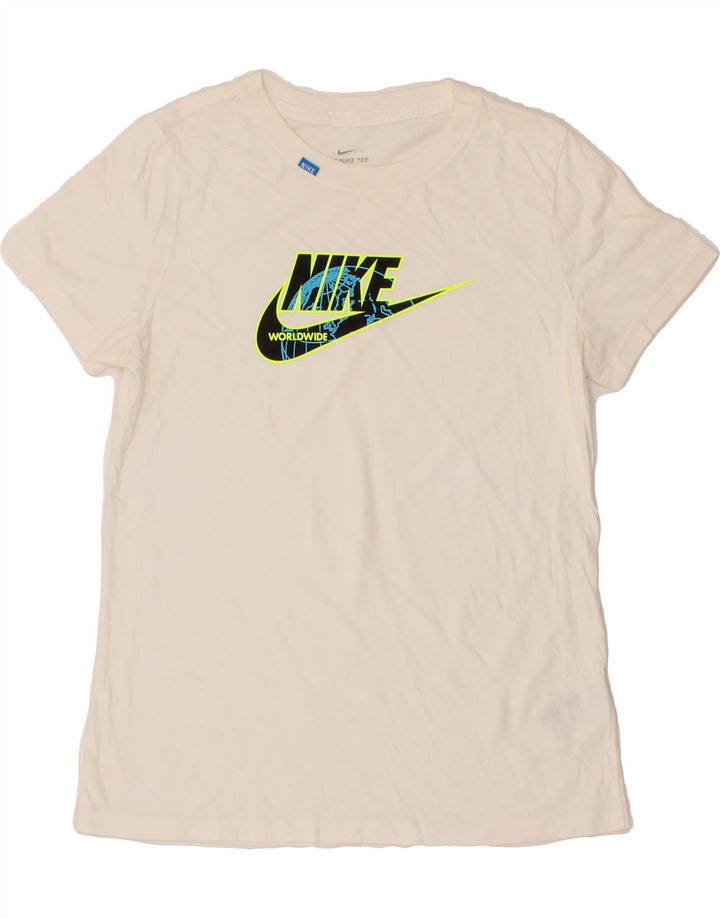 NIKE Womens Graphic T-Shirt Top UK 12 Medium White Cotton Vintage Nike and Second-Hand Nike from Messina Hembry 
