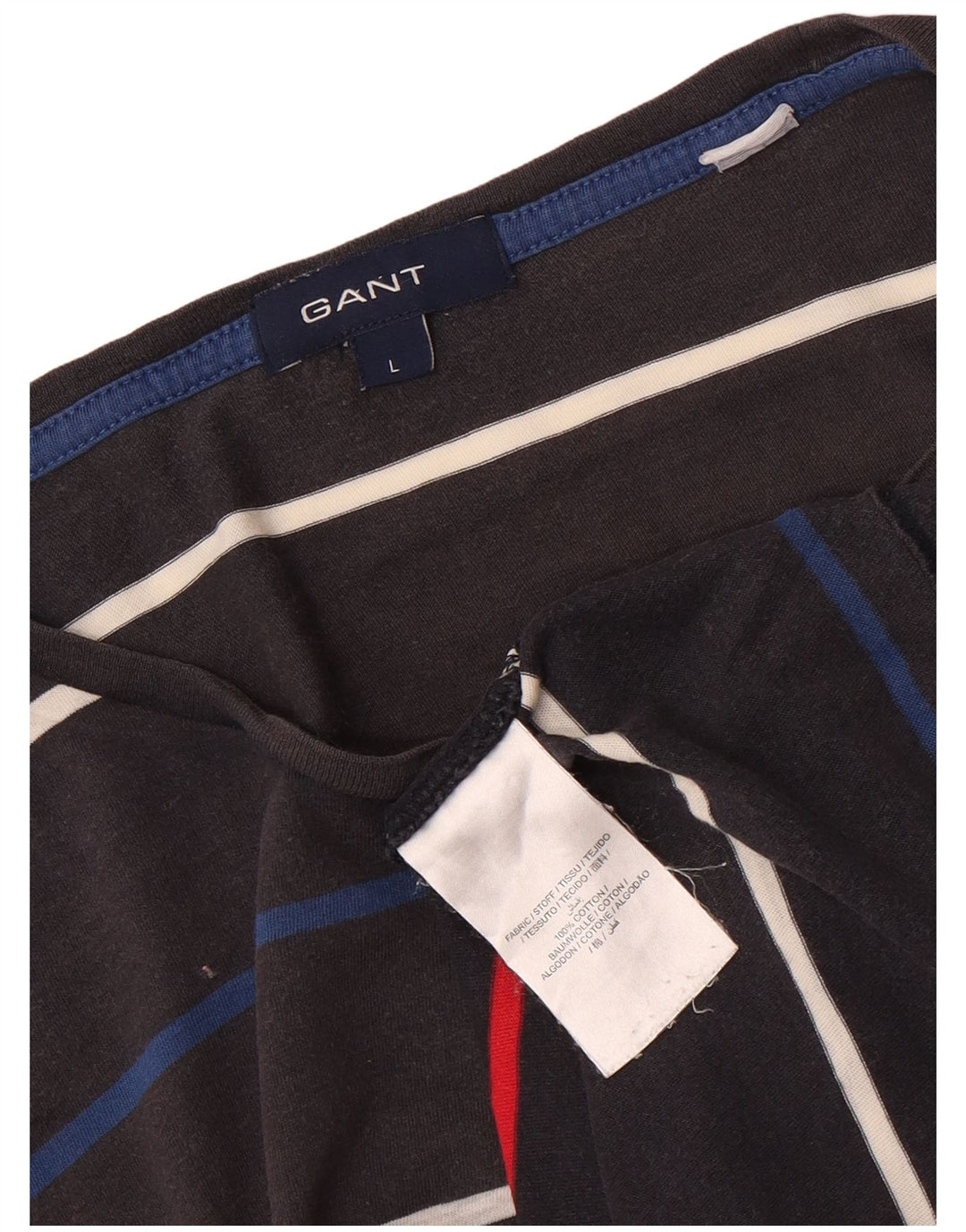 GANT T-shirt top til mænd, stor grå stribet bomuld
