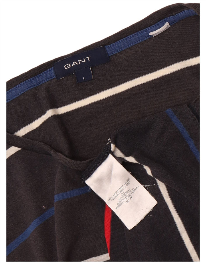 GANT T-shirt top til mænd, stor grå stribet bomuld
