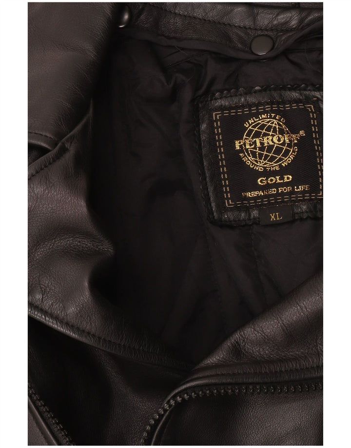 Herre grafisk læder Biker Jacket UK 42 XL Sort