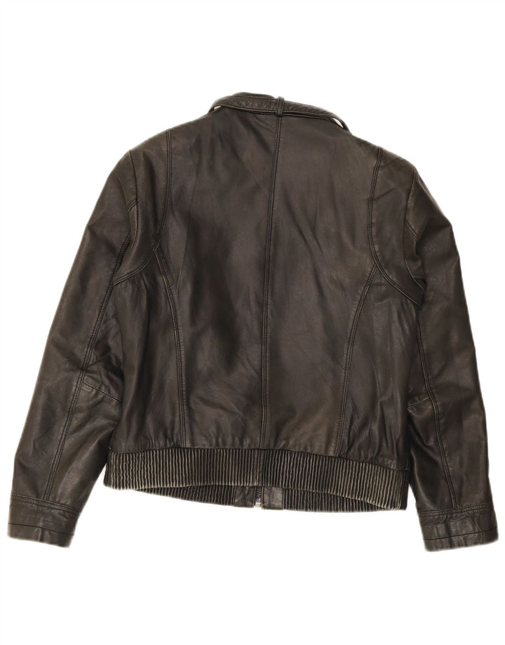 Conbipel Womens Bomber Læderjakke IT 44 Medium Sort Læder