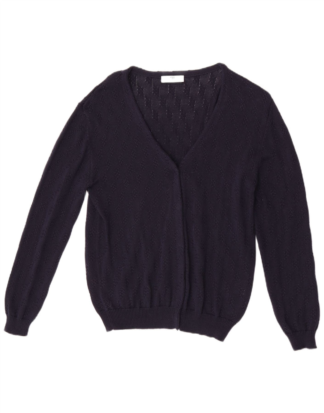 Peter Hahn Dame Cardigan Sweater UK 16 Large Navy Blue Bomuld