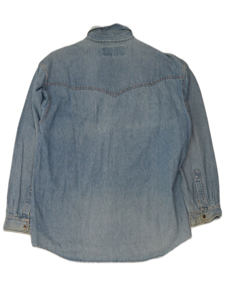 Vintage denimskjorte til mænd Medium Blue Cotton