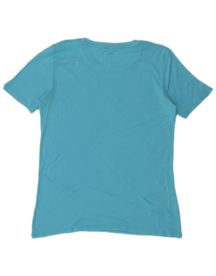 Benetton Dame Grafisk T-Shirt Top UK 14 Medium Blue