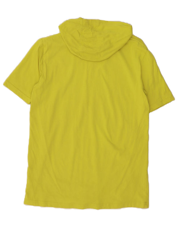 ADIDAS Boys Hooded Graphic T-Shirt Top 14-15 Years Large Yellow Cotton