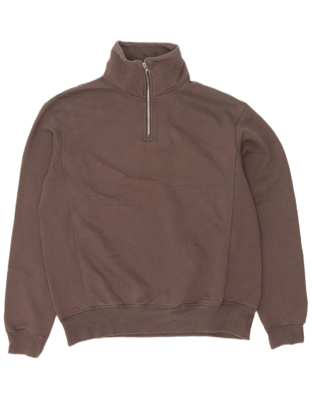 Zara Sweatshirt med lynlås til mænd, lille grå bomuld