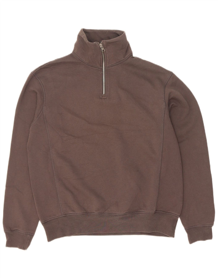 Zara Sweatshirt med lynlås til mænd, lille grå bomuld