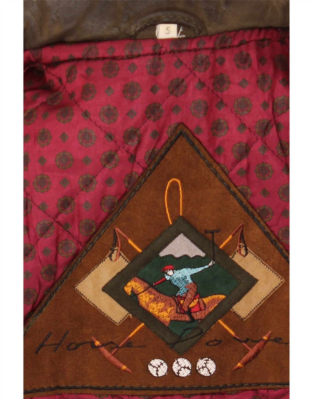 Vintage herrestrikket læderjakke UK 42 XL Khaki Colourblock Classic