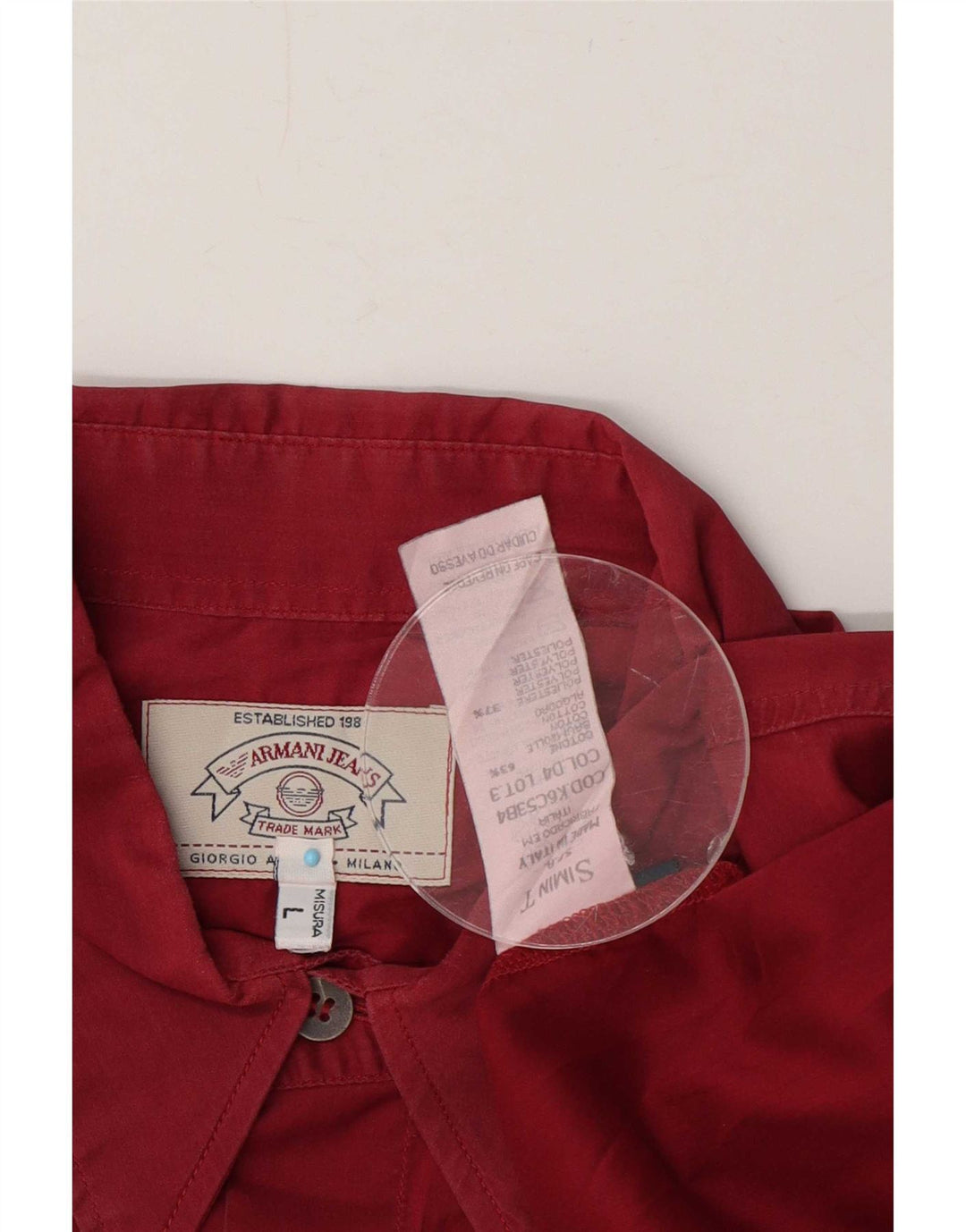 Armani Jeans Herreskjorte Stor rød bomuld