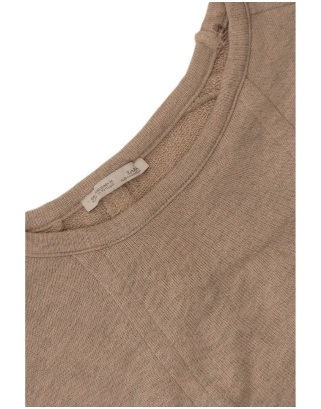 Zara Kortærmet Oversized Sweatshirt Jumper UK 10 Small Beige