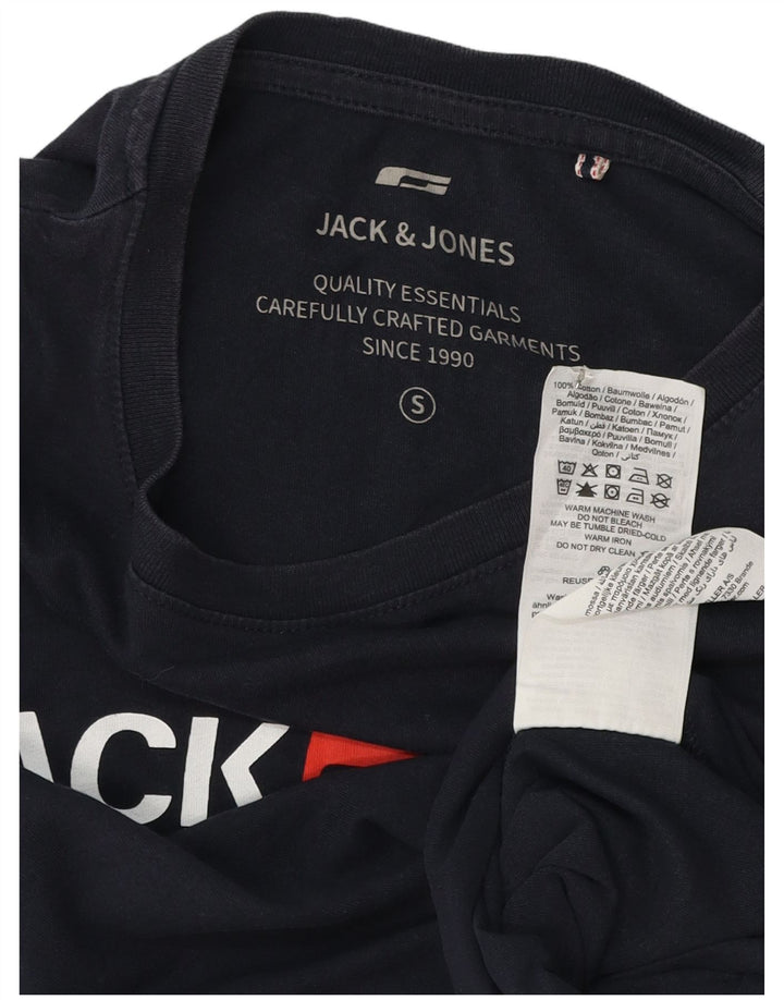 Jack & Jones Herre grafisk T-shirt Top Lille marineblå bomuld