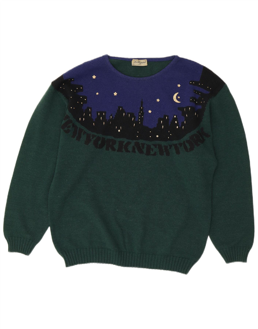 LES COPAINS Dame sweater med rund hals DK 18 XL Grøn Colourblock