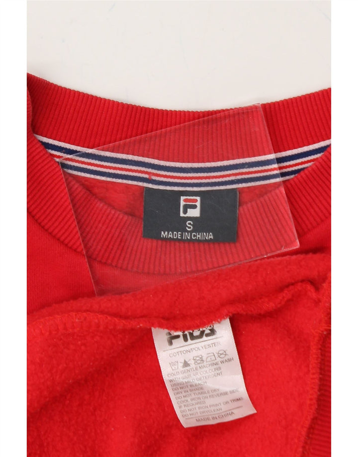 FILA Mens Graphic Sweatshirt Jumper Small Red Cotton Vintage Fila and Second-Hand Fila from Messina Hembry 