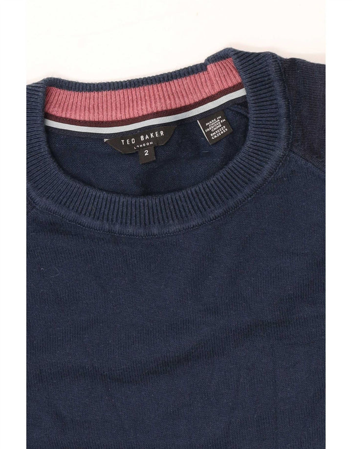 Ted Baker Herre Crew Neck Jumper Sweater størrelse 2 Small Navy Blue