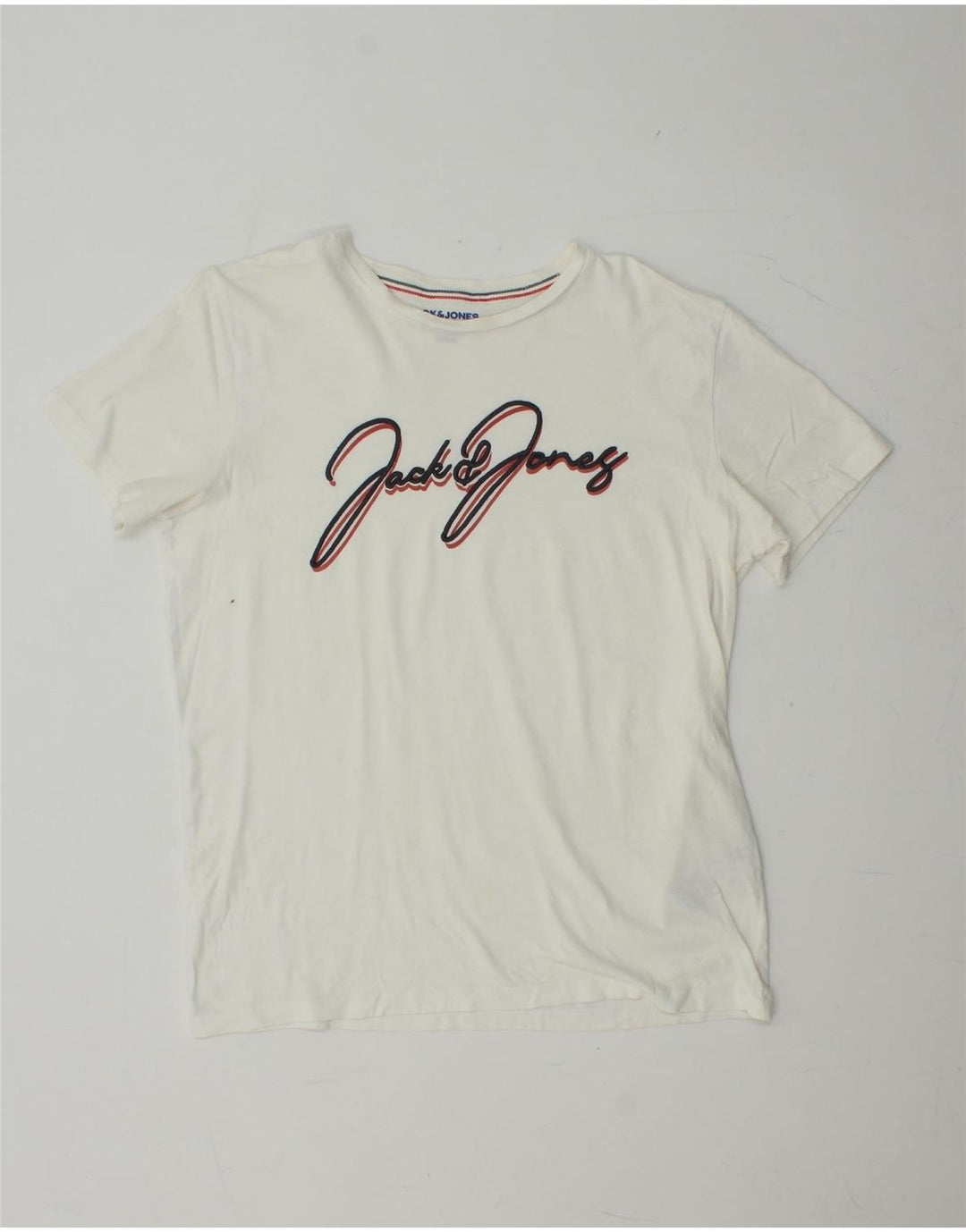 JACK & JONES Herre Regular Fit grafisk T-shirt Top Lille hvid bomuld
