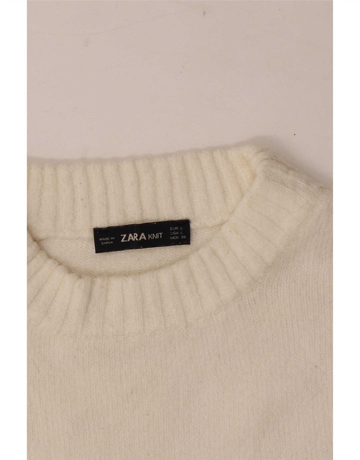 Zara Dame Crop Vest Tank Top UK 16 Large Off White