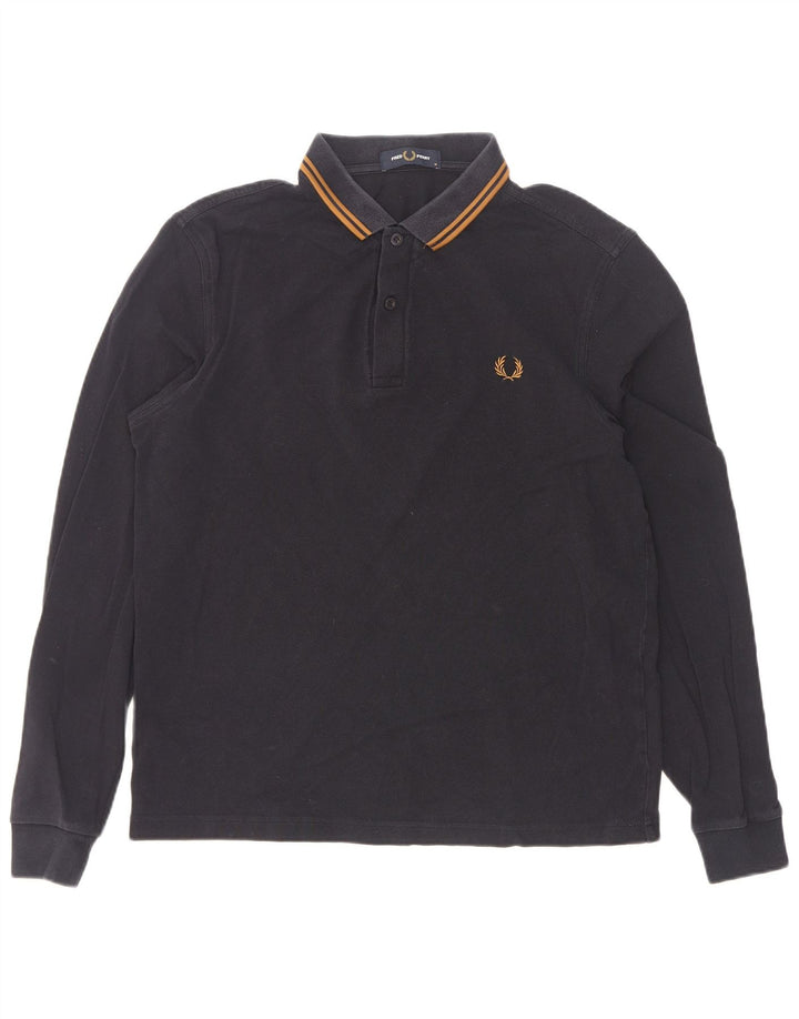 Fred Perry Langærmet herre poloshirt Medium marineblå stribet bomuld