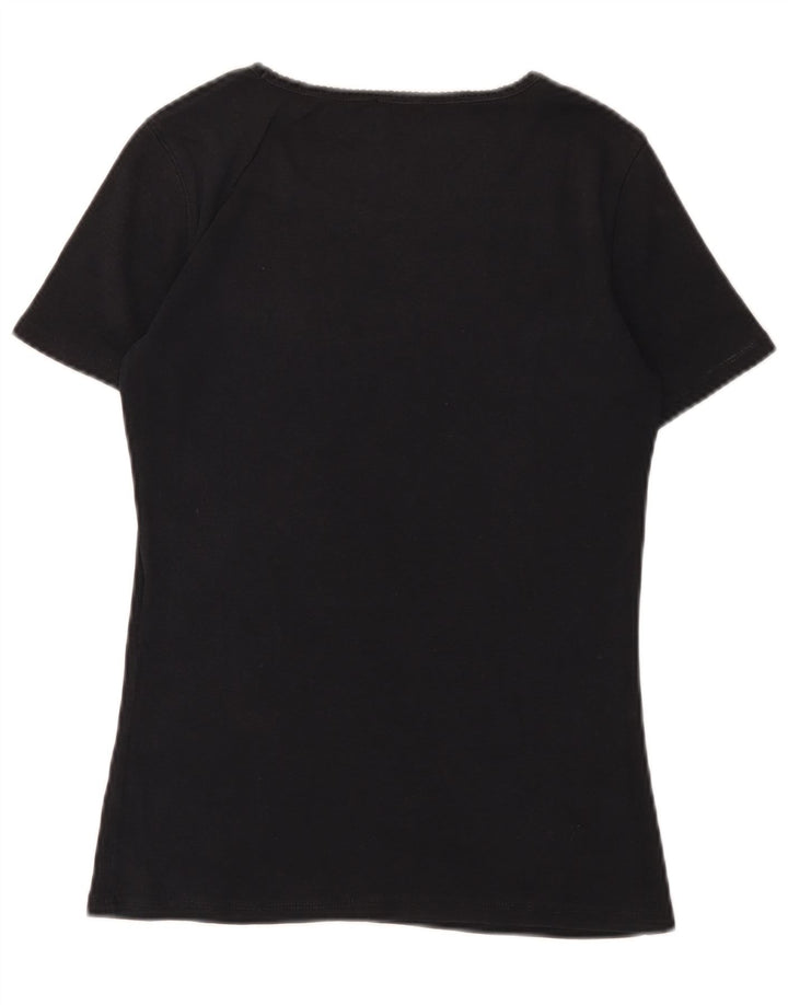 MAX & CO. Grafisk T-shirt top til kvinder UK 12 Medium Sort bomuld