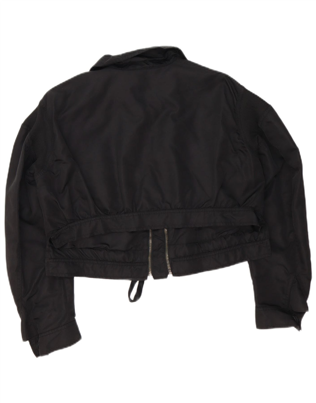 Zara Womens Crop Oversized Bomber Jacket UK 6 XS Sort Polyamid
