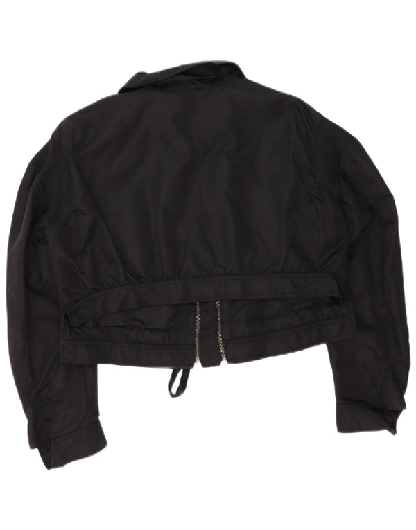 Zara Womens Crop Oversized Bomber Jacket UK 6 XS Sort Polyamid