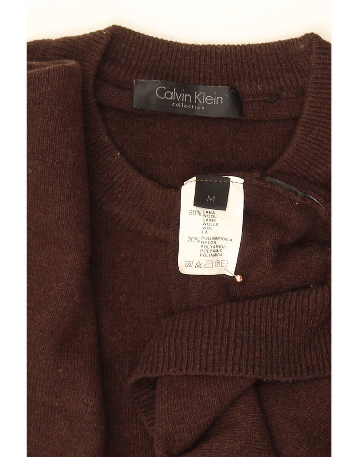 Calvin Klein Herre Crew Neck Jumper Sweater Medium Brun Uld