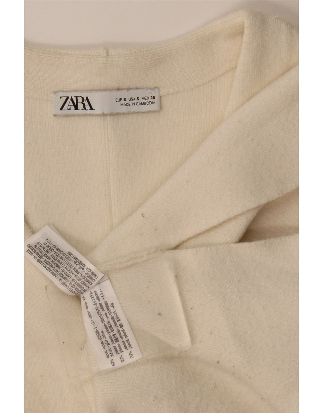 Zara Dame Cardigan Sweater UK 10 Small Beige Viscose