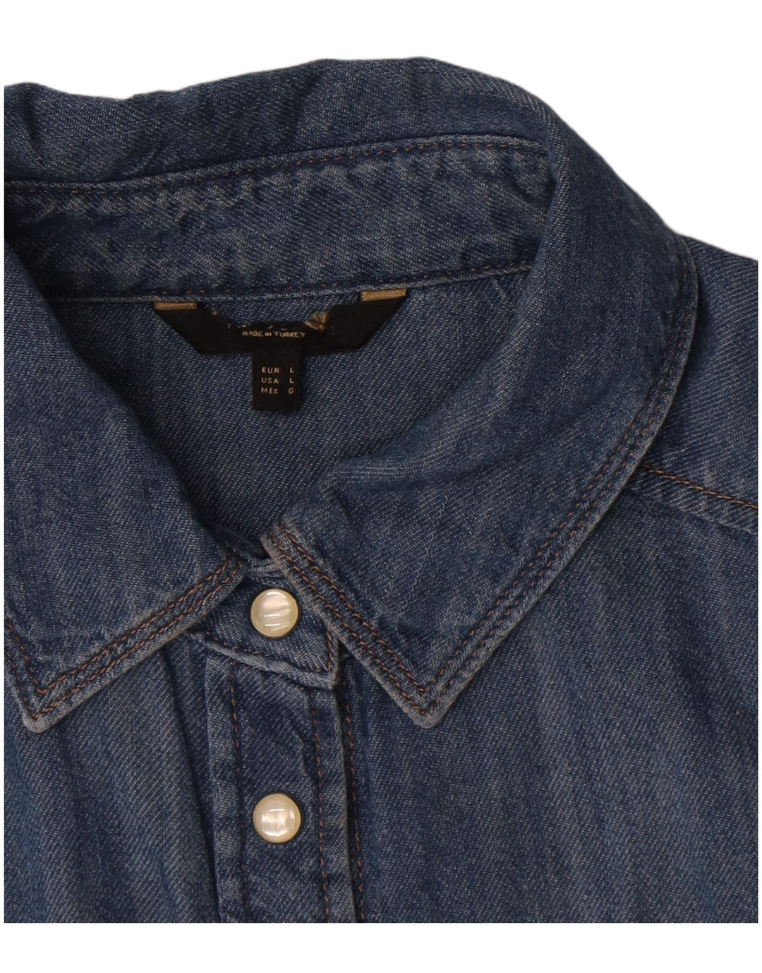 Vintage Dame Denim Shirt UK 16 Large Blue
