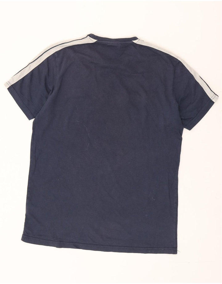 ELLESSE Herre T-Shirt Top Medium Marineblå Colourblock Bomuld