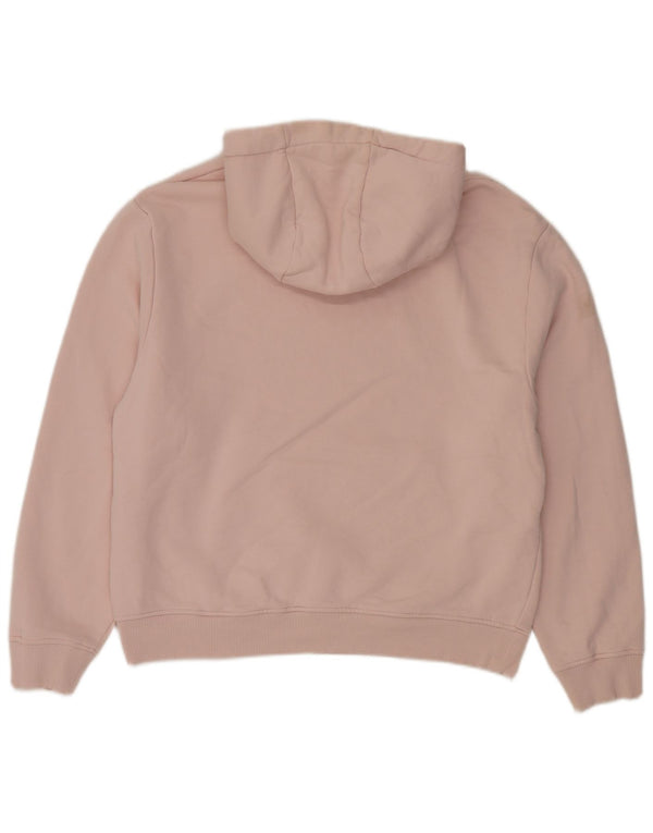 Zara Dame Oversized Hoodie Jumper UK 16 Large Pink Bomuld