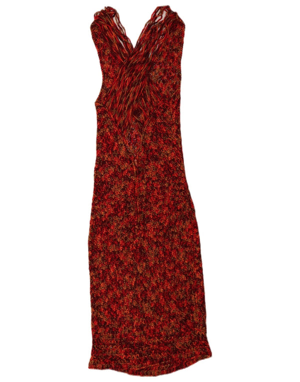 Vintage damestrikket Bodycon Kjole UK 12 Medium Flerfarvet Flecked