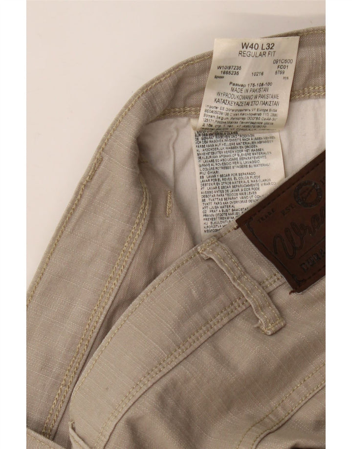 WRANGLER Herre Regular Fit Lige Casual Bukser W40 L32 Beige Bomuld