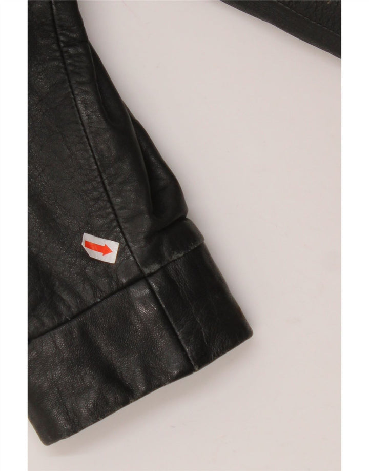 VINTAGE Oversized læderfrakke til kvinder IT 40 Lille sort læder