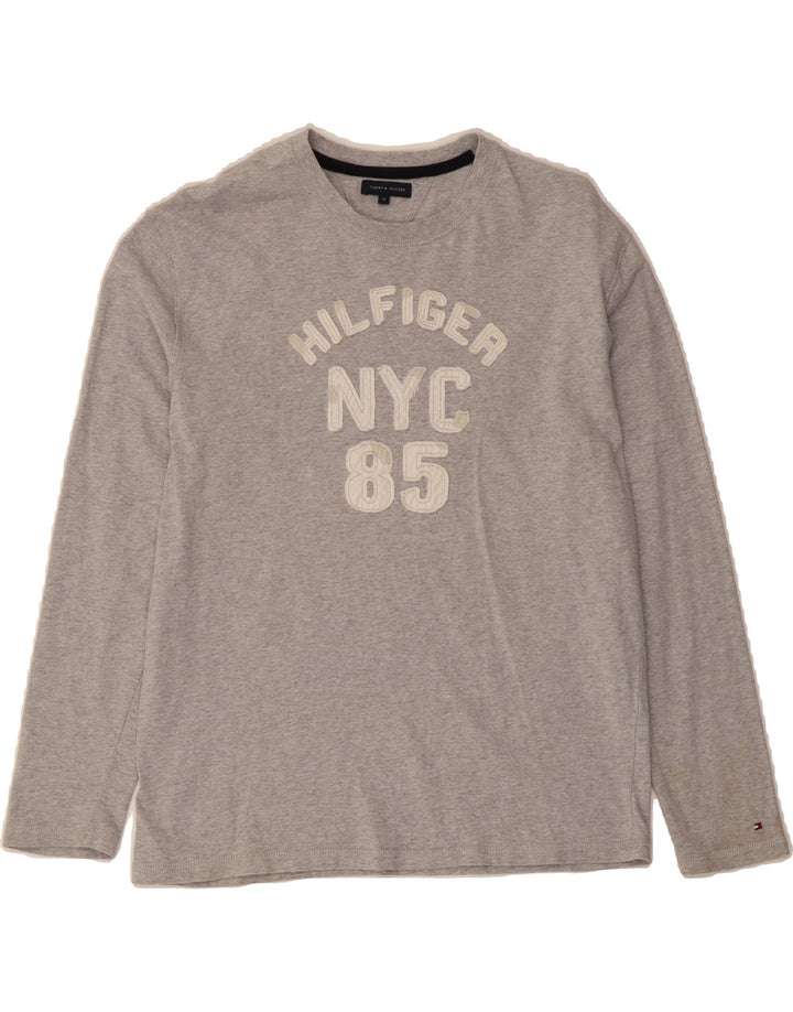 TOMMY HILFIGER Boys Graphic Top Long Sleeve 15-16 Years Grey Cotton Vintage Tommy Hilfiger and Second-Hand Tommy Hilfiger from Messina Hembry 