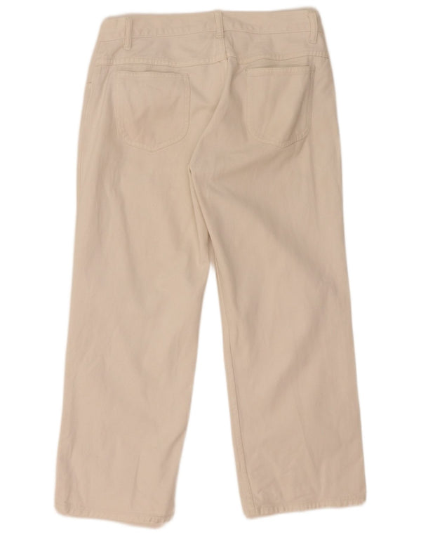 Benetton Dame Straight Cropped Trousers IT 46 Large W32 L24 Hvid Bomuld