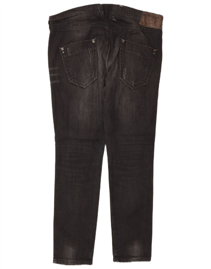 BENETTON Mens Distressed Relaxed Fit Slim Jeans W30 L30 Grey Cotton