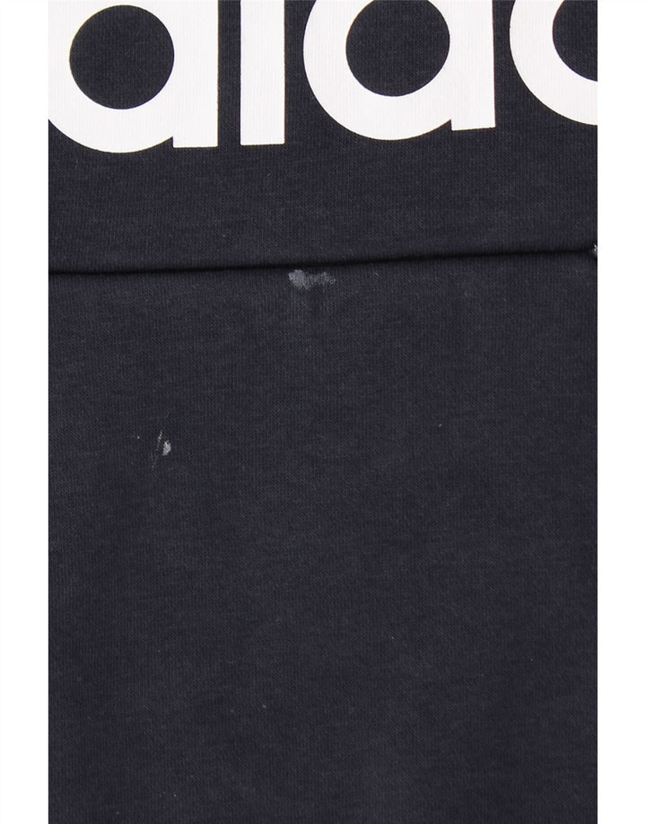 ADIDAS grafisk hættetrøje til kvinder UK 12/14 Medium marineblå bomuld