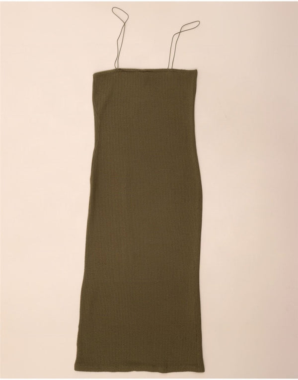 Topshop Dame Slip Dress UK 14 Medium Khaki Bomuld