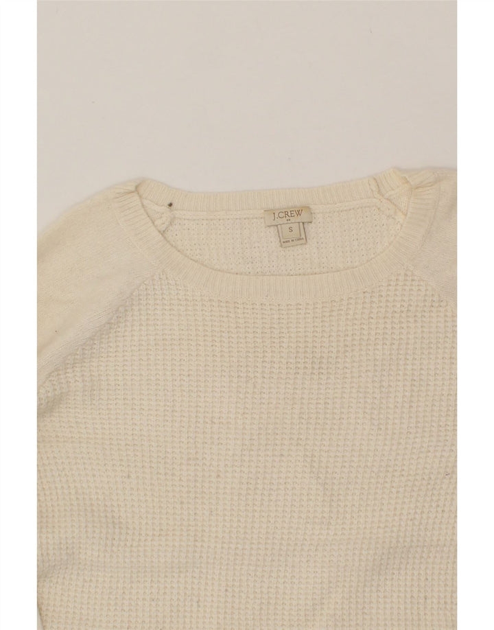 J. CREW Womens Crew Neck Jumper Sweater UK 10 Small Off White Viscose Vintage J. Crew and Second-Hand J. Crew from Messina Hembry 