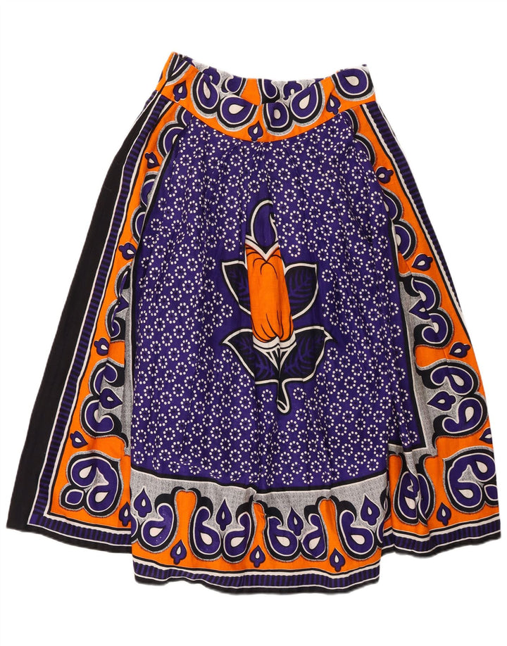 Vintage Kvinder grafisk A-Line nederdel W28 Medium Lilla Blomster