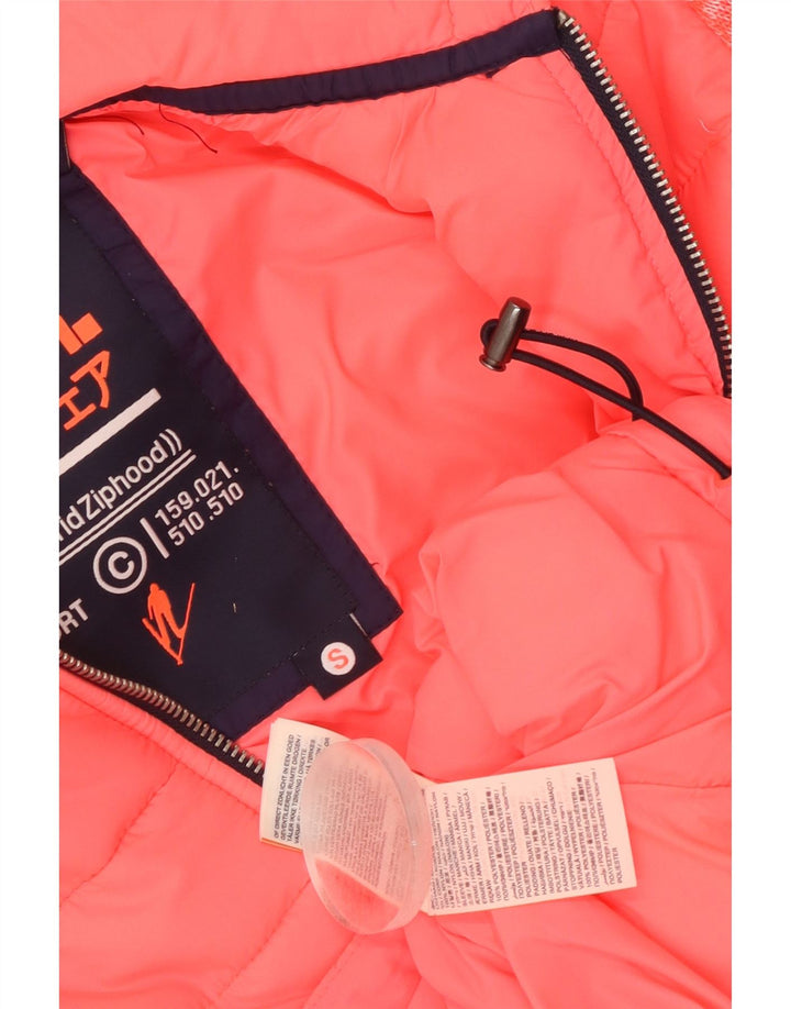 Superdry Bomberjakke med hætte til kvinder UK 8 Small Pink Flecked Nylon