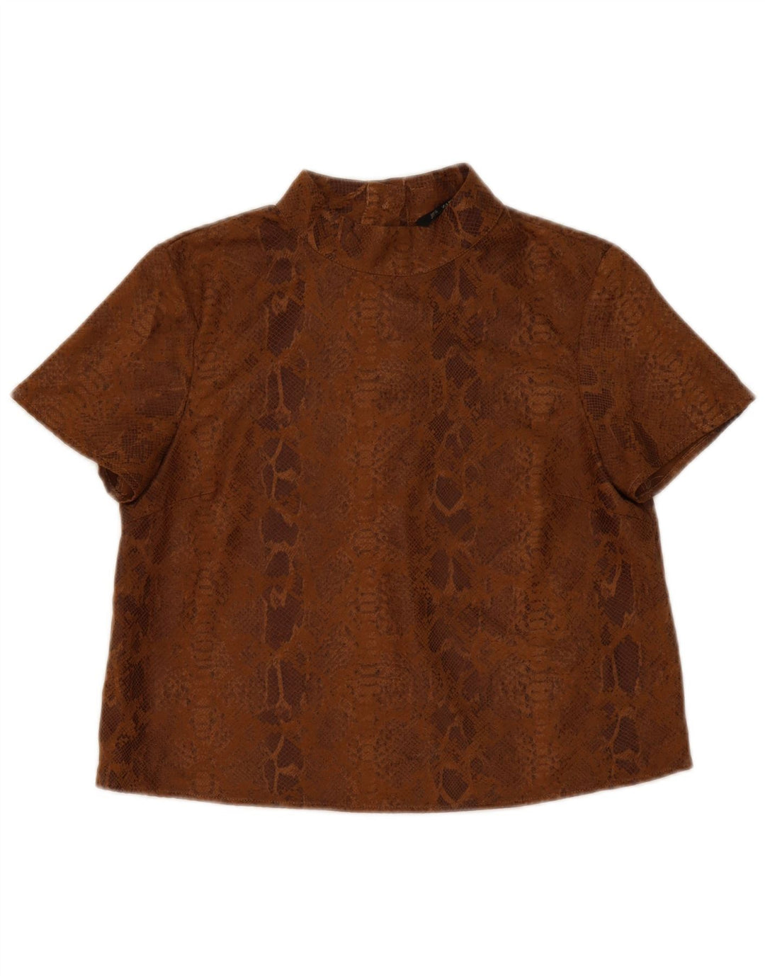 Zara Damebluse Top UK 14 Medium Brown Animal Print Polyester