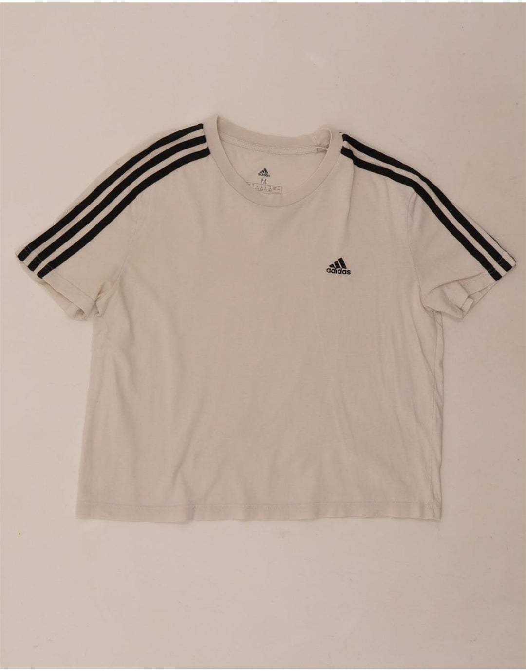 Adidas Womens Crop T-Shirt Top UK 12/14 Medium White