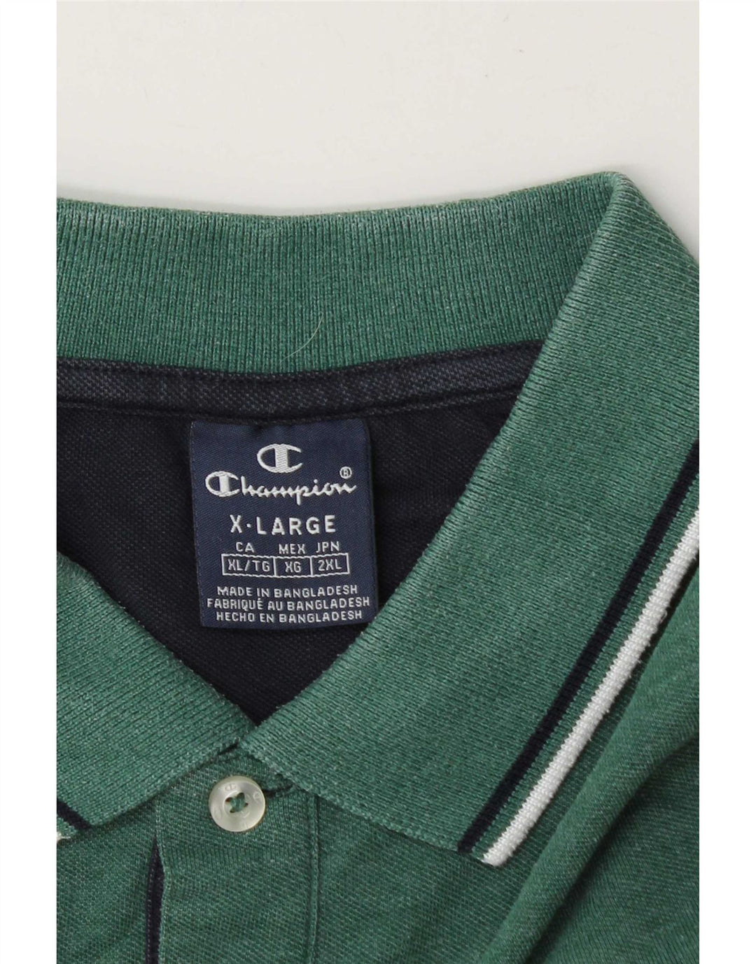 Champion Herre Polo Shirt XL Grøn Stribet